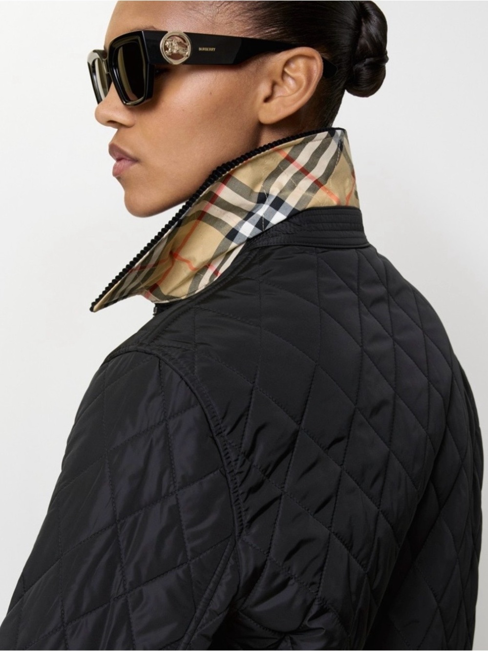 Burberry Diamond Quilted Barn Jacket Black w/Burberry Plaid lining . - Picture 11 of 12